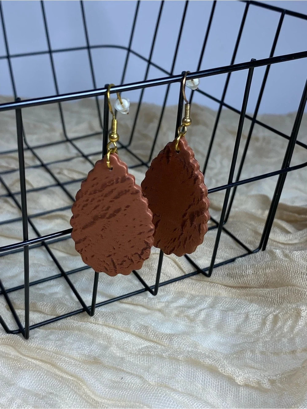 Handcrafted Brown Teardrop Dangle Earrings